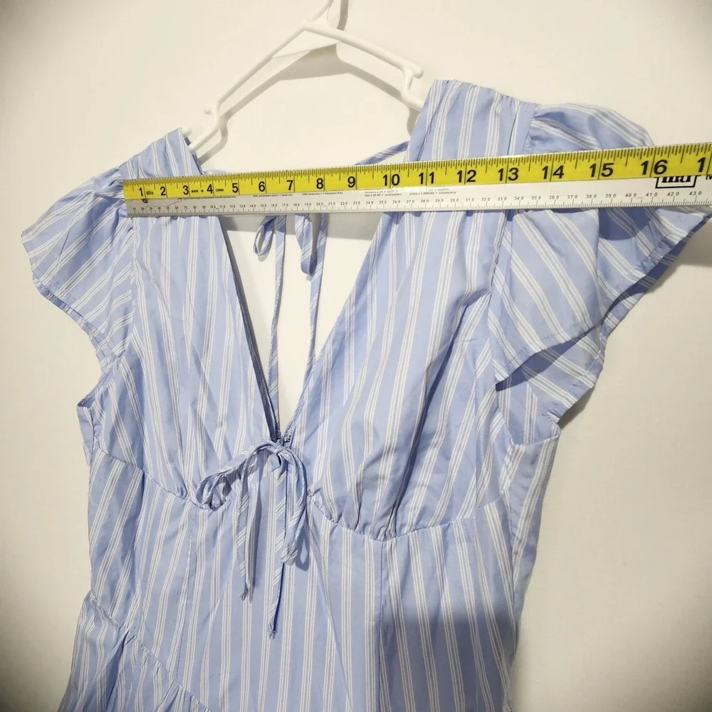 Gianni Bini Women's Striped Preppy Maxi Dress White/Blue Size‎ L